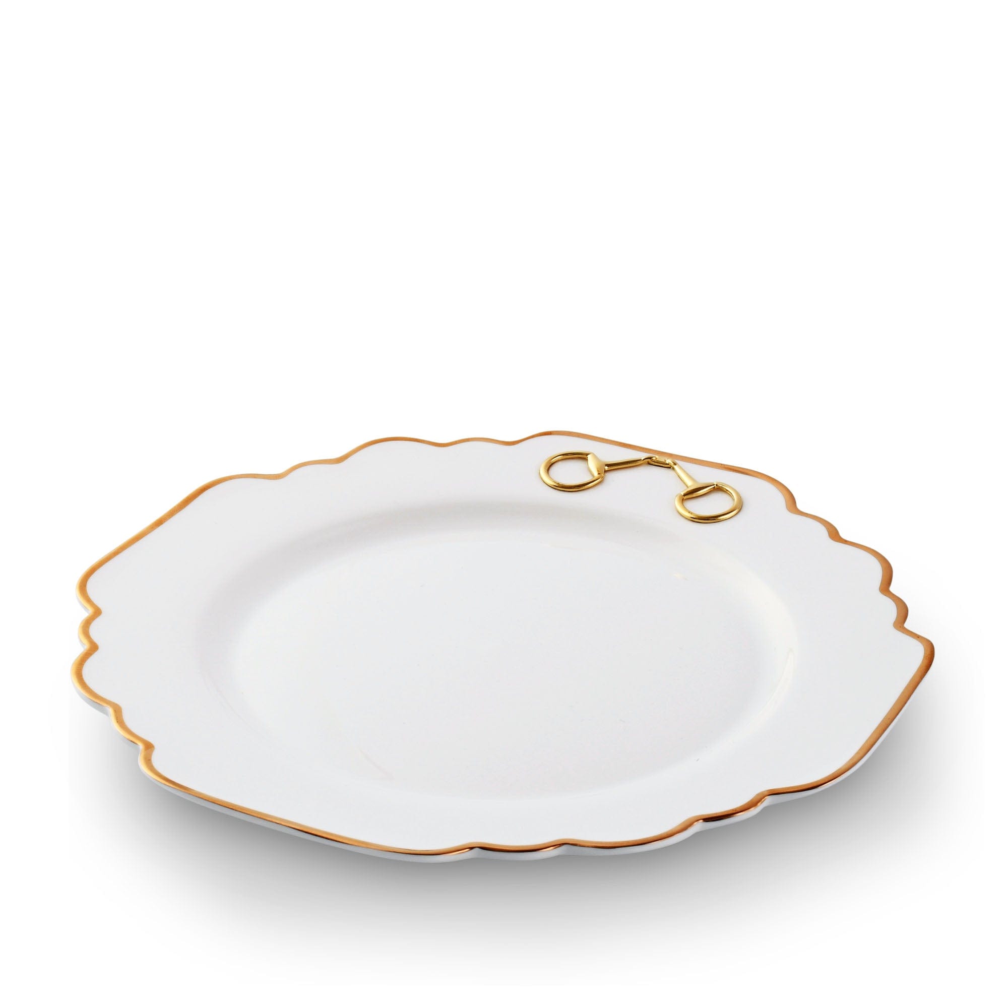 Gold Bit Bone China Scallop Dinner Plate