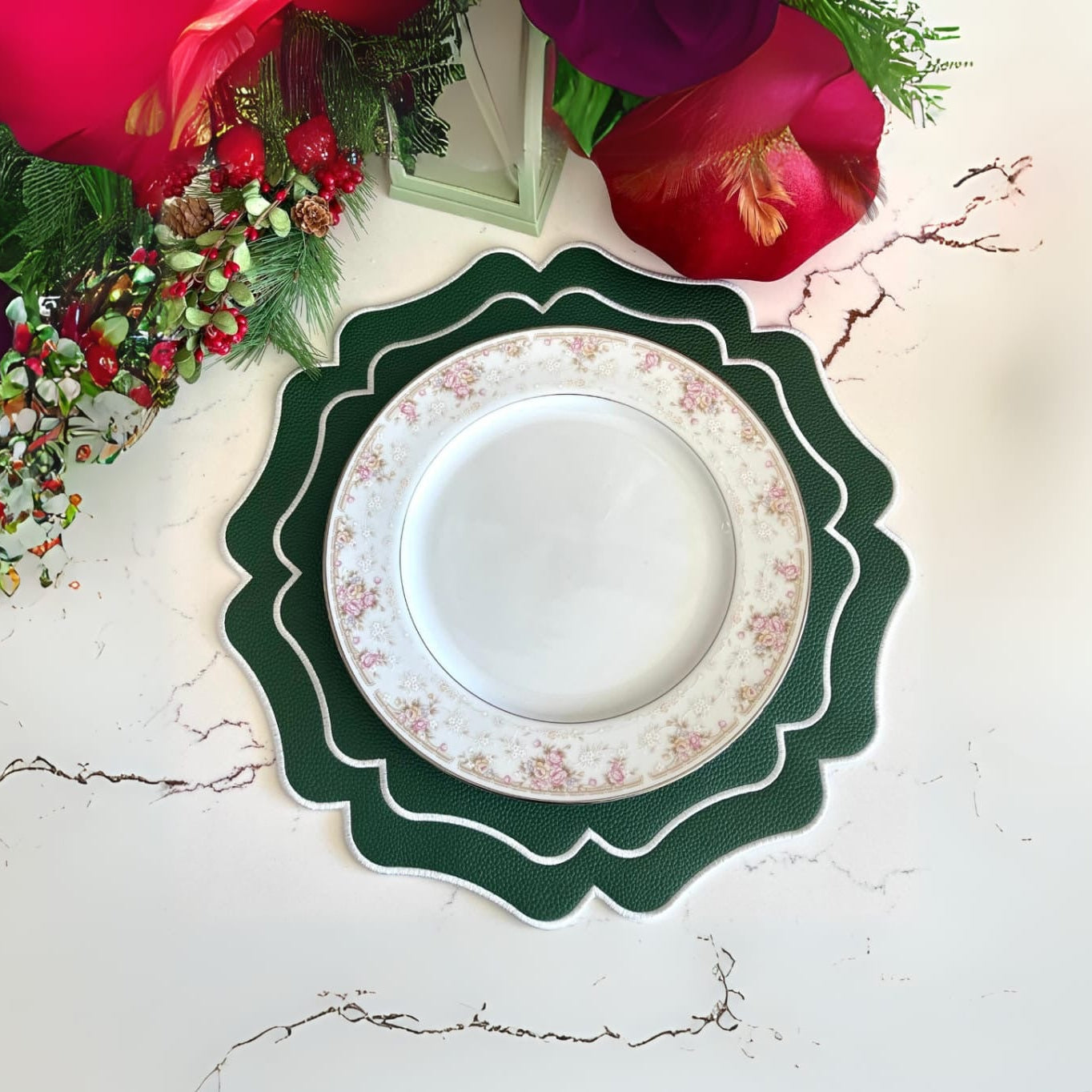 Vista Green Wavy Faux Leather Placemat