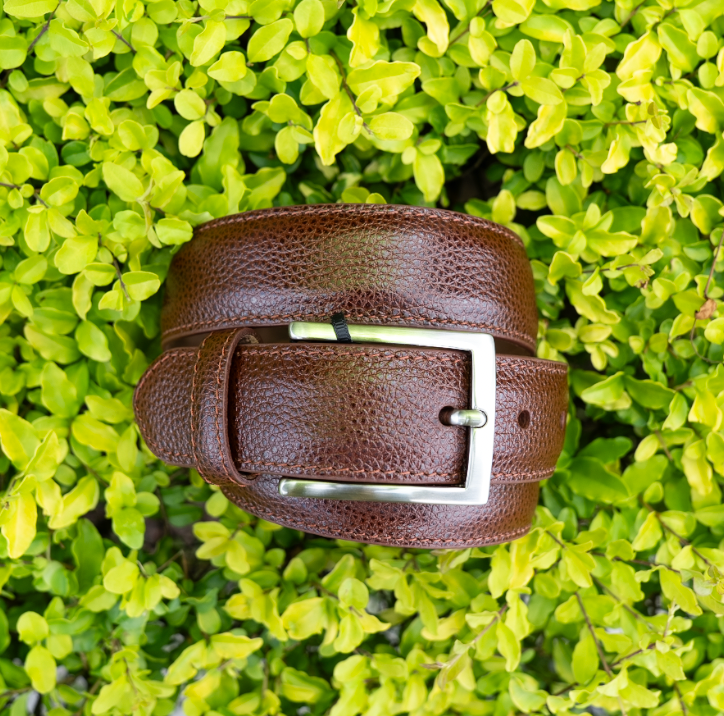 1.25" Brown Pebbled Calf Belt
