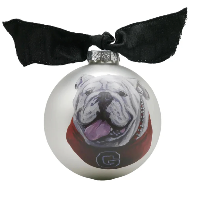 Georgia Mascot Glass Ornament