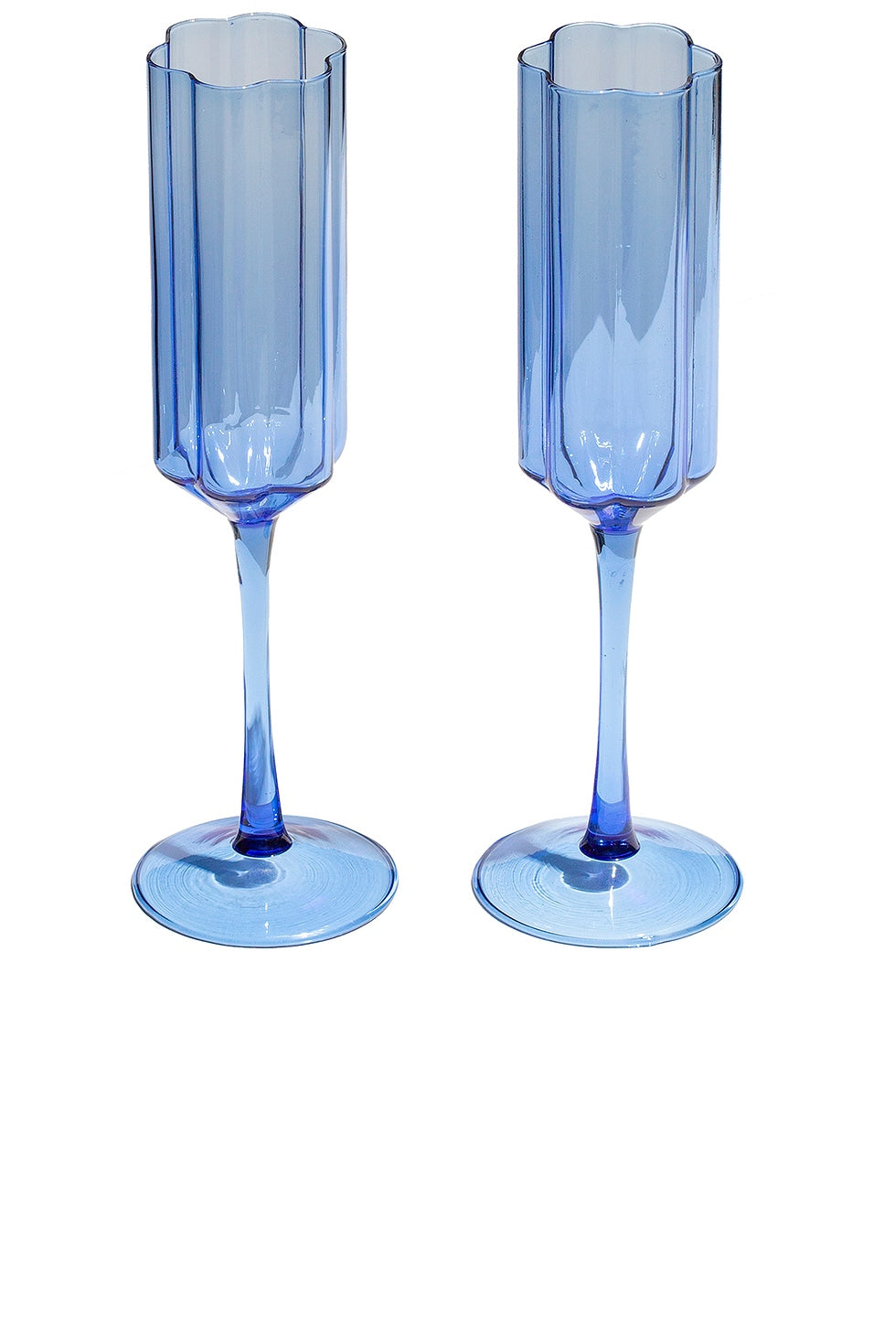 Blue Wave Flute Glasses - Set of 2