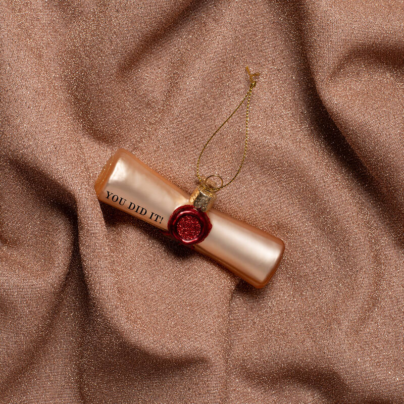 Beige Matte Diploma Ornament