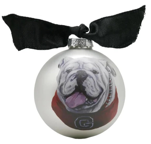 Georgia Mascot Glass Ornament