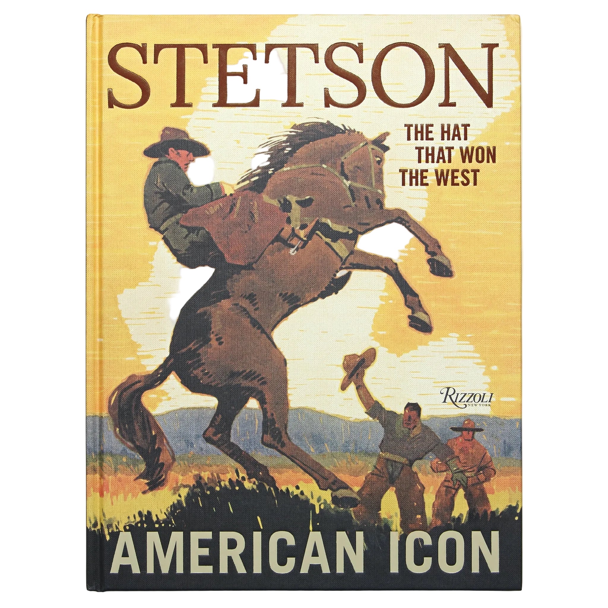 Book cover of 'Stetson: The Hat That Won the West' with a cowboy and horse illustration.