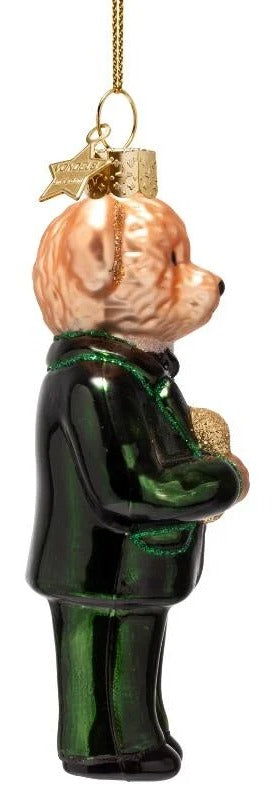 Glass Bear in Green Suite Ornament