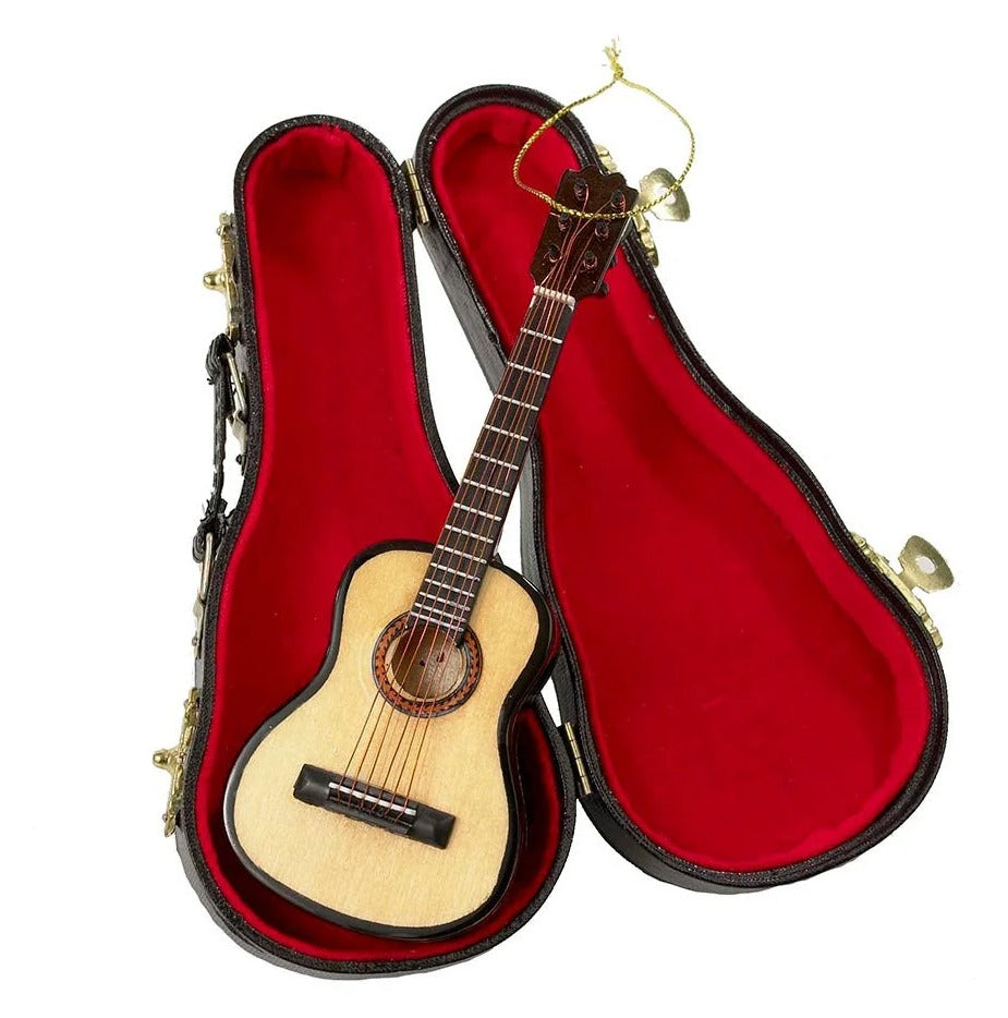 Wooden Pearlized Guitar Ornament
