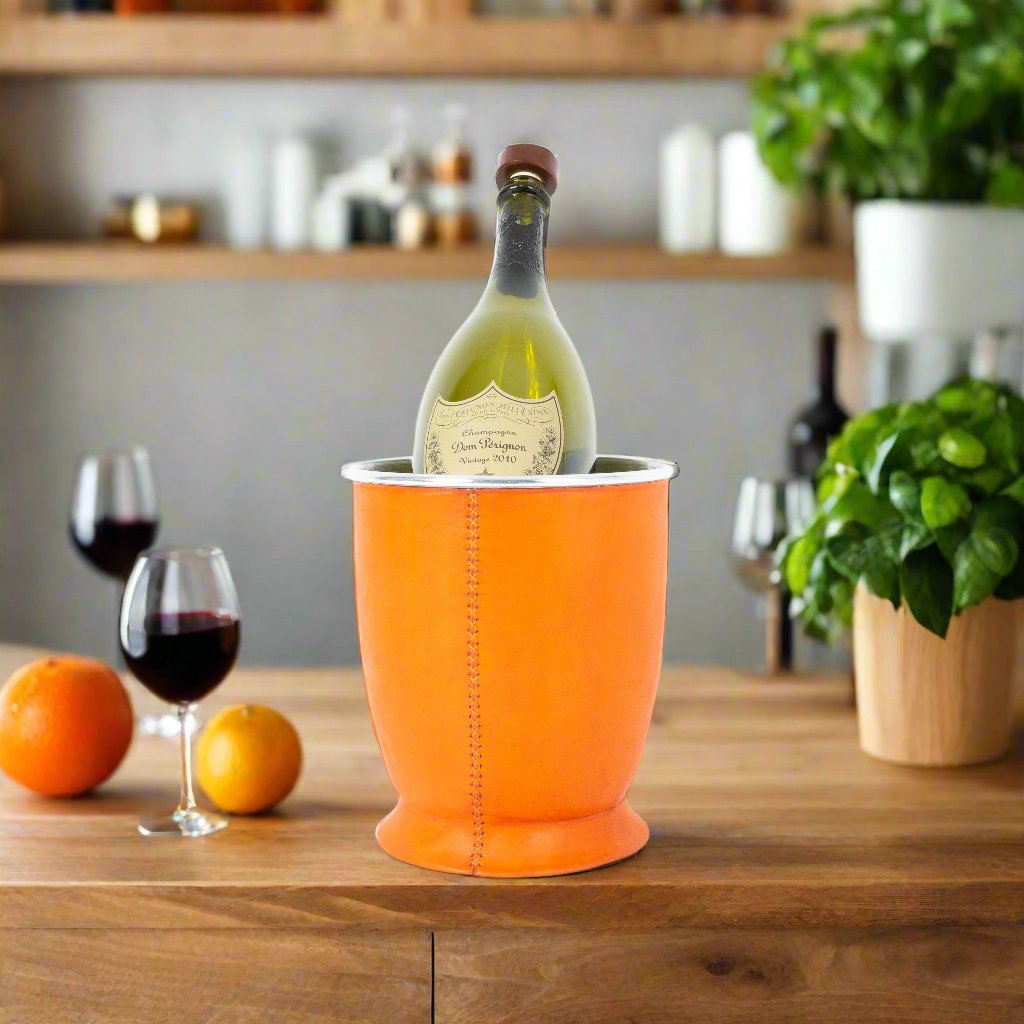 Botella Leather Champagne Bucket - Orange