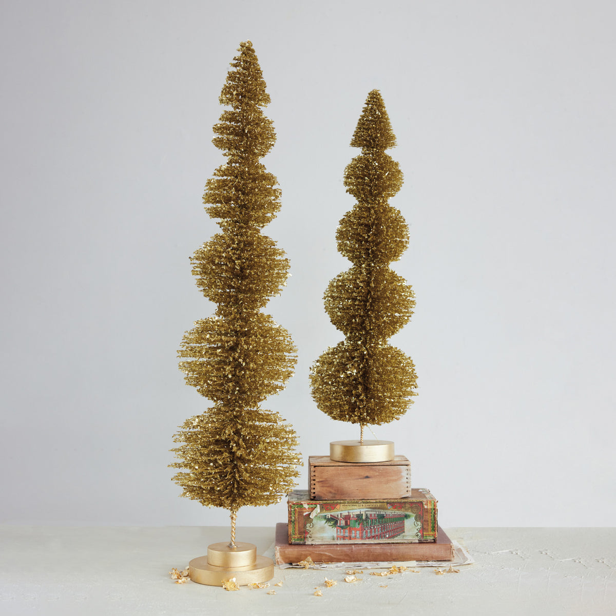Gold Topiary Bottle Brush Tree - Large