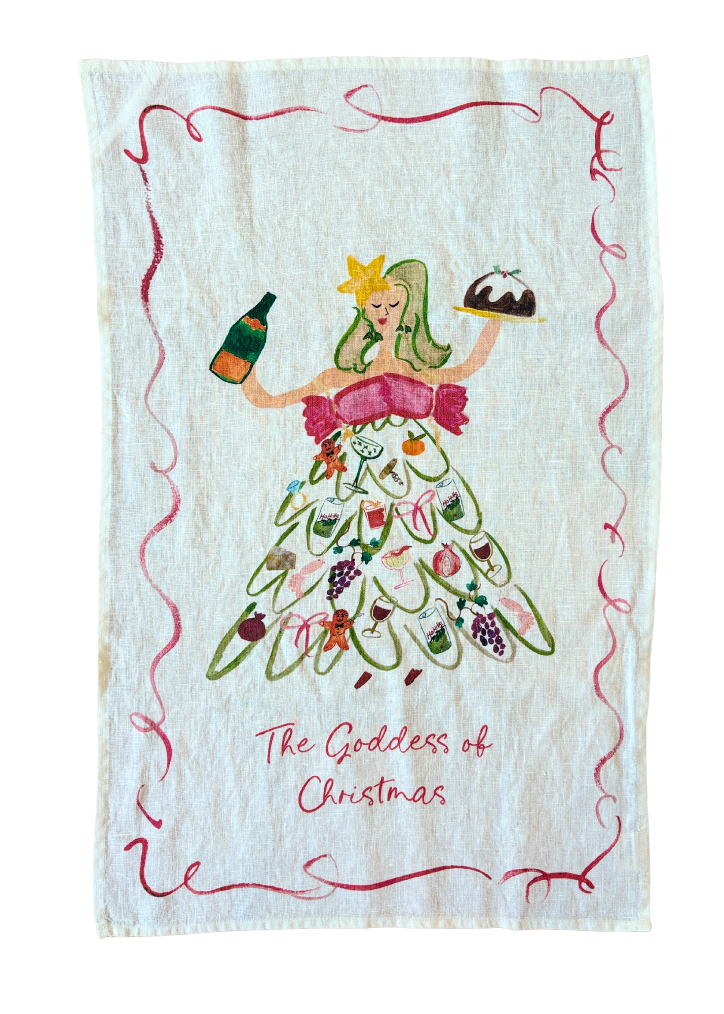 The Goddess of Christmas - Linen Teatowel