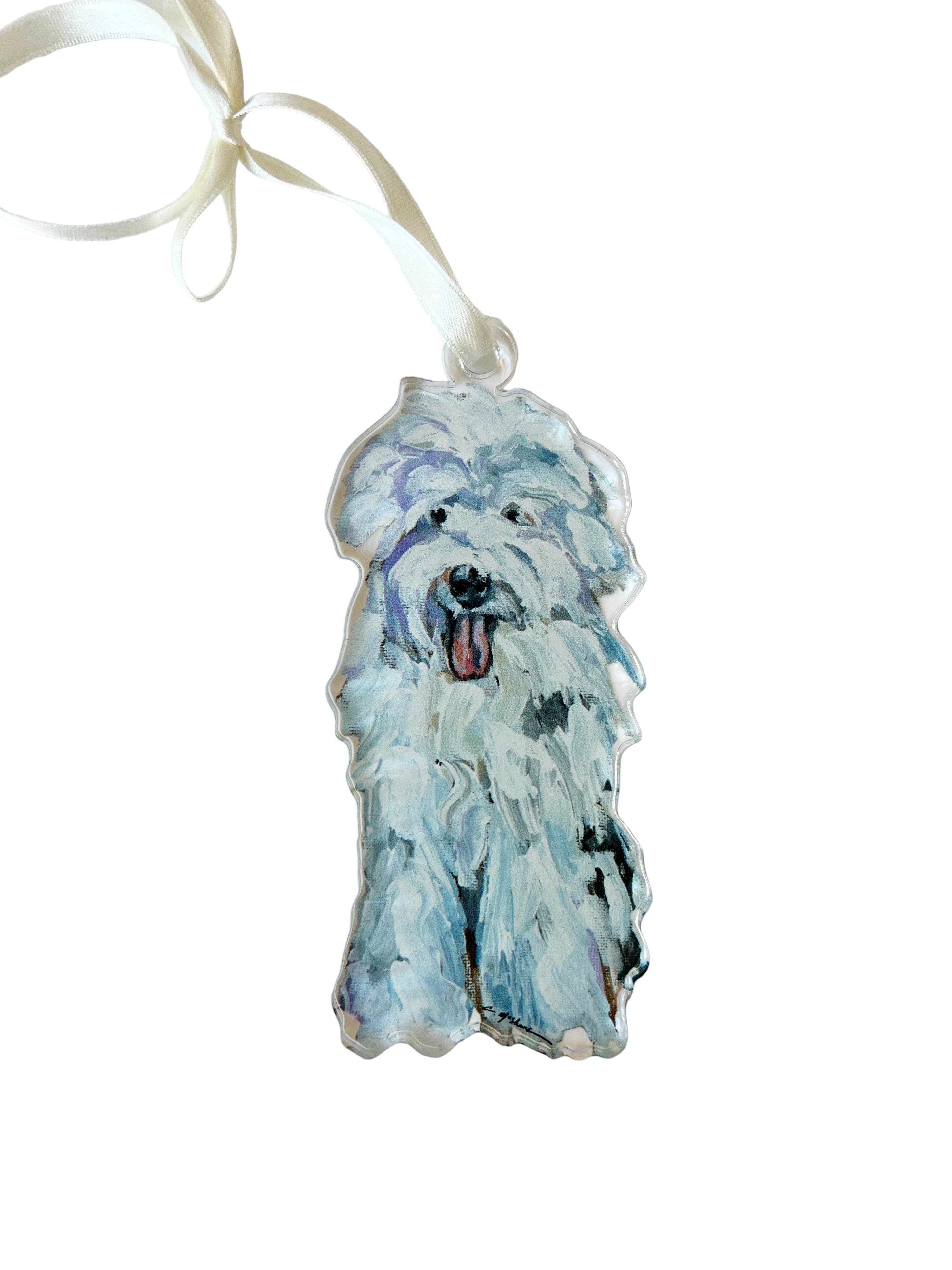 Old English Sheepdog White Acrylic Ornament