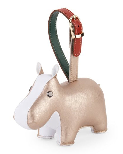 Unicorn-shaped keychain with a strap on a white background