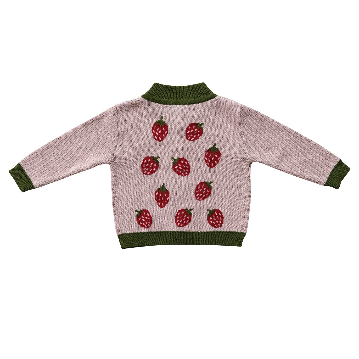 Cotton Knit Baby Cardigan with Strawberries
