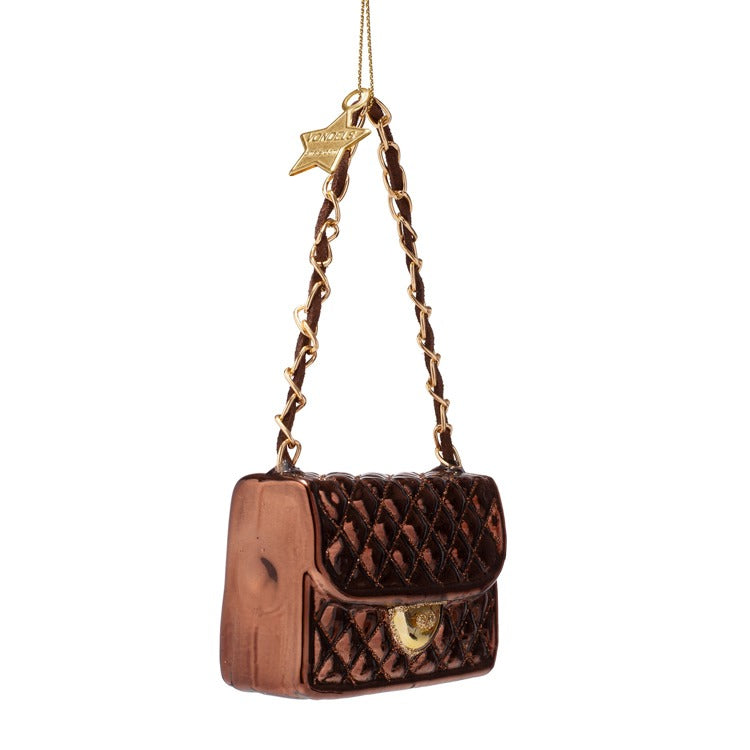 Fashion Bag Brown Glass Ornament