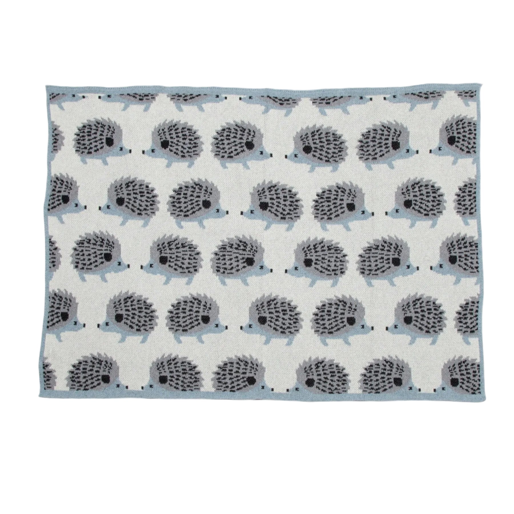Blanket with hedgehog pattern on a white background
