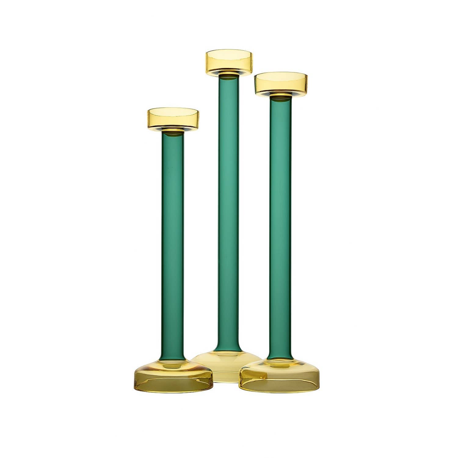 Yellow & Green Glass Candle Holders