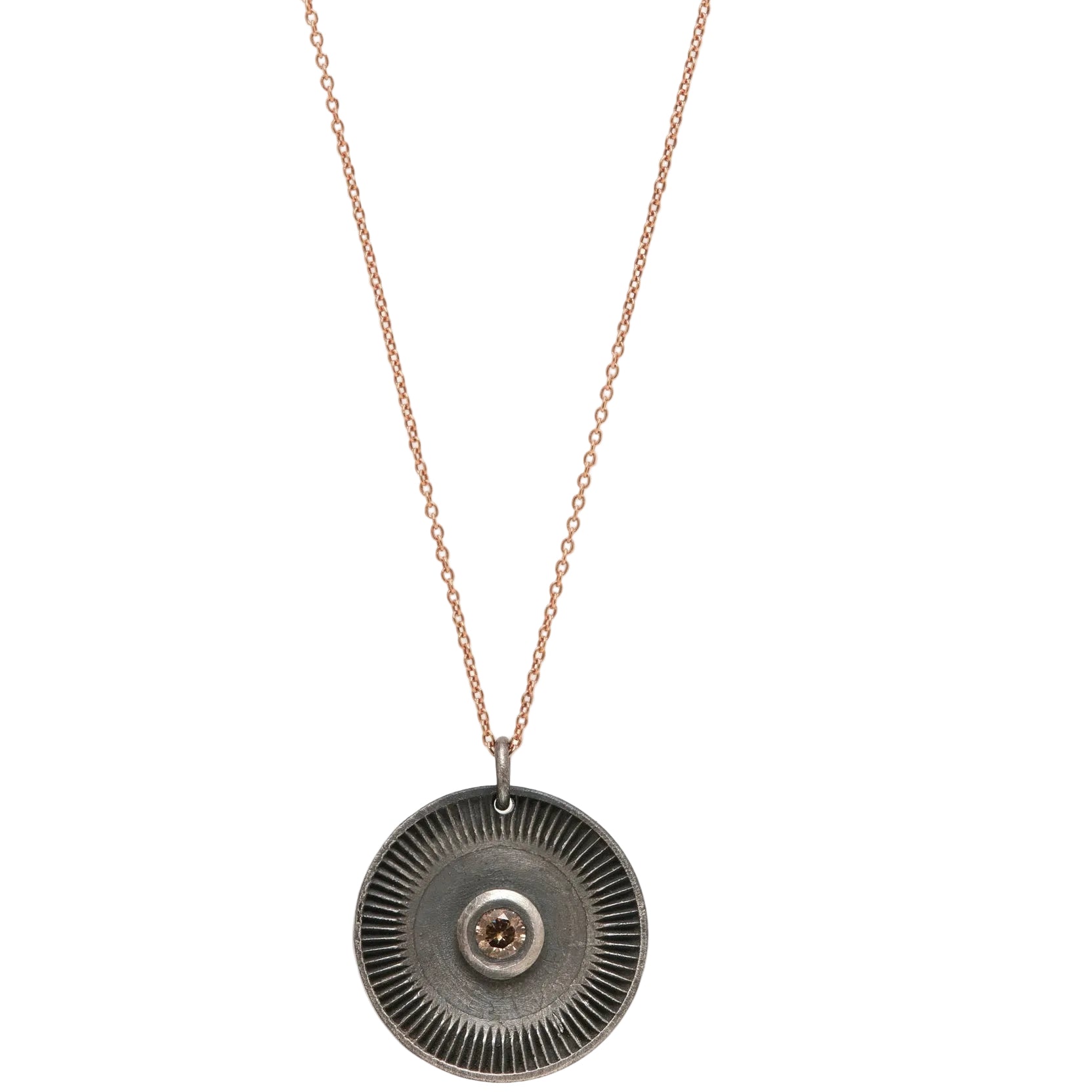 Necklace with a round pendant on a white background