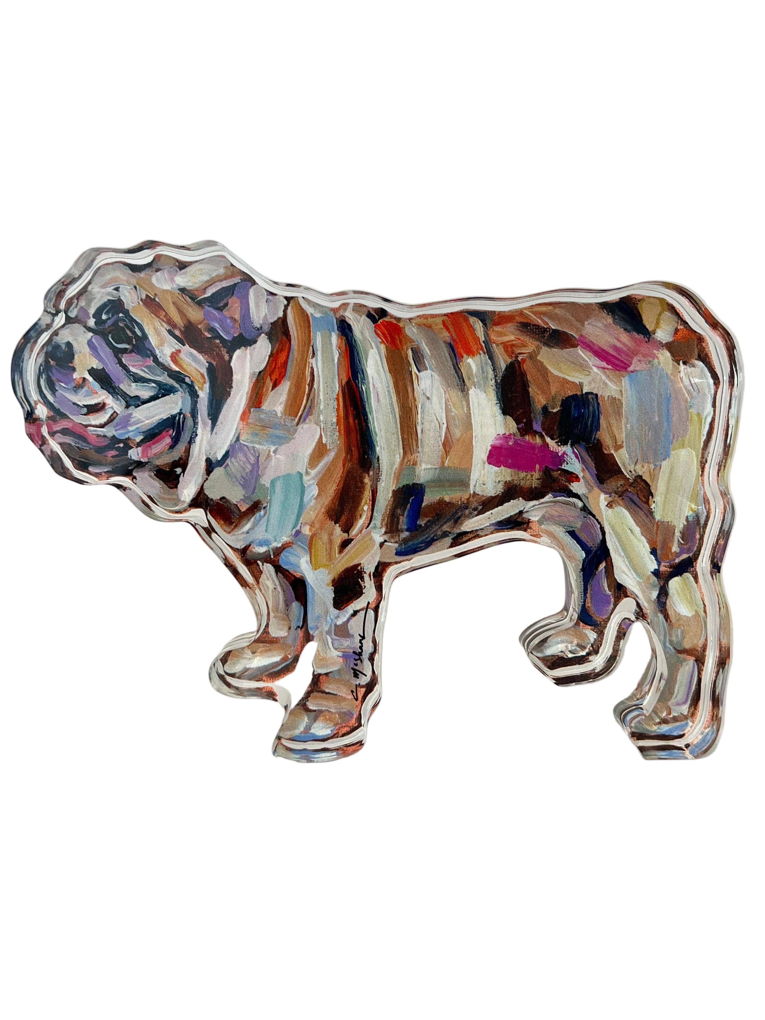 Colorful abstract sculpture of a bear on a white background