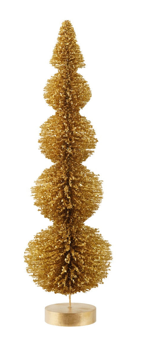 Gold spiral Christmas tree on a white background