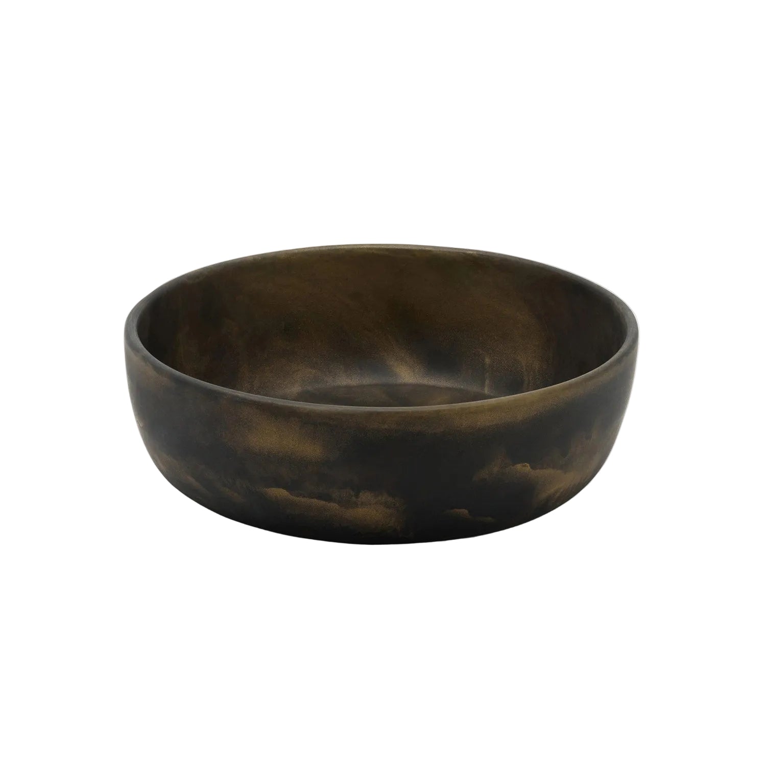 Black ceramic bowl on a white background