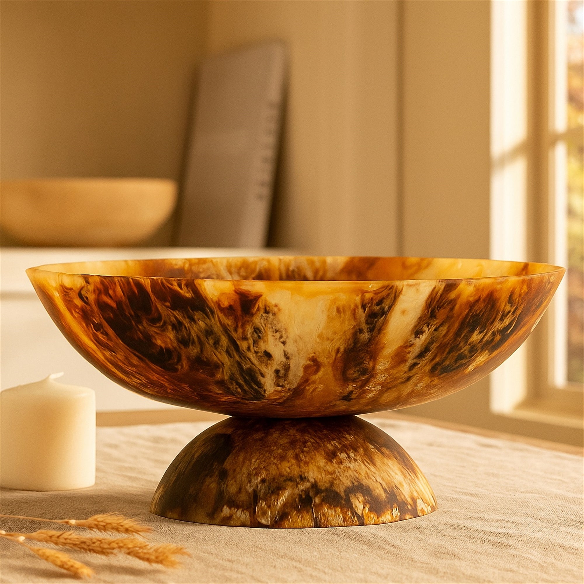 Matte Tortoise Resin Bowl 17.7