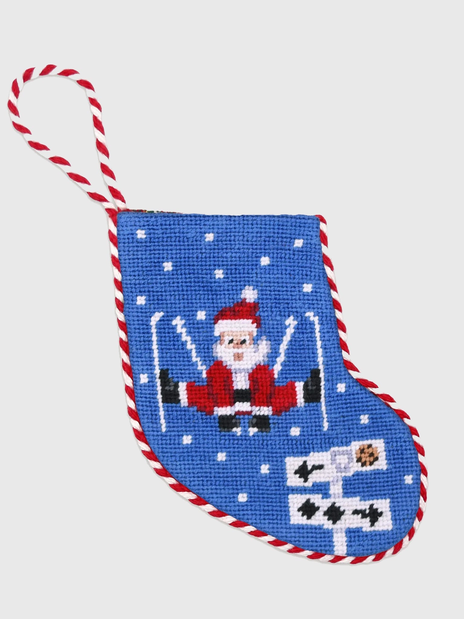 Skiing Santa Stocking Ornament