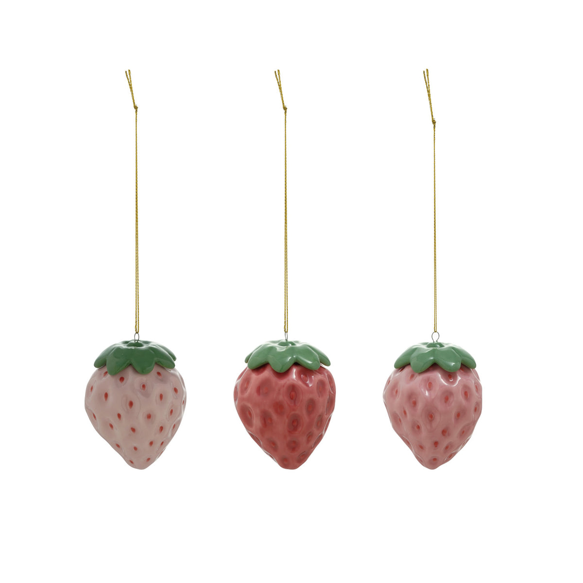 XT2432A - Embossed Ceramic Strawberry Ornament