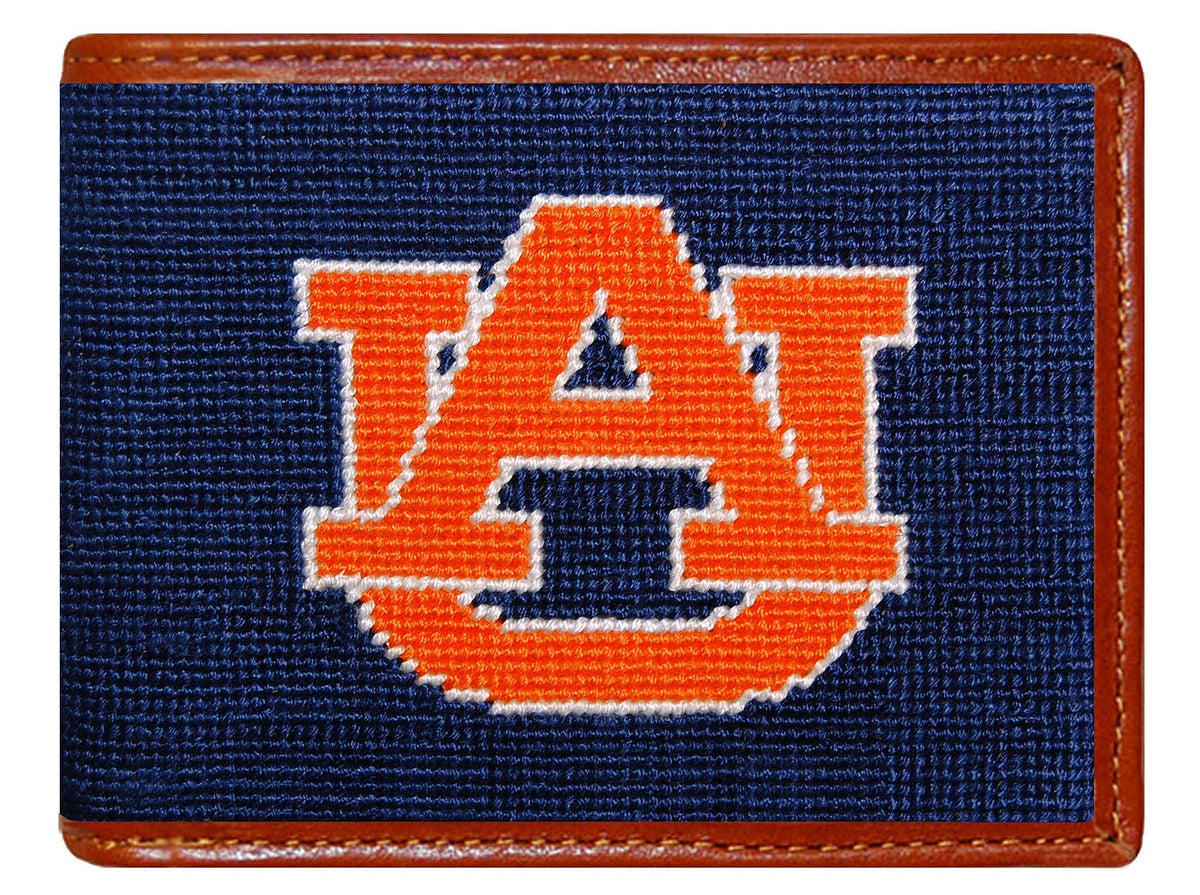 Cardholder with Auburn logo on a blue background