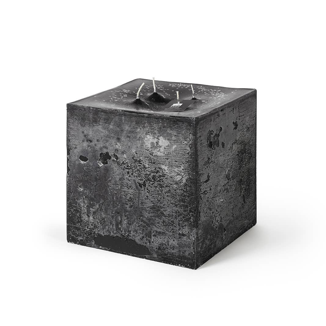 Square 4-Wick Pillar Candle - Black