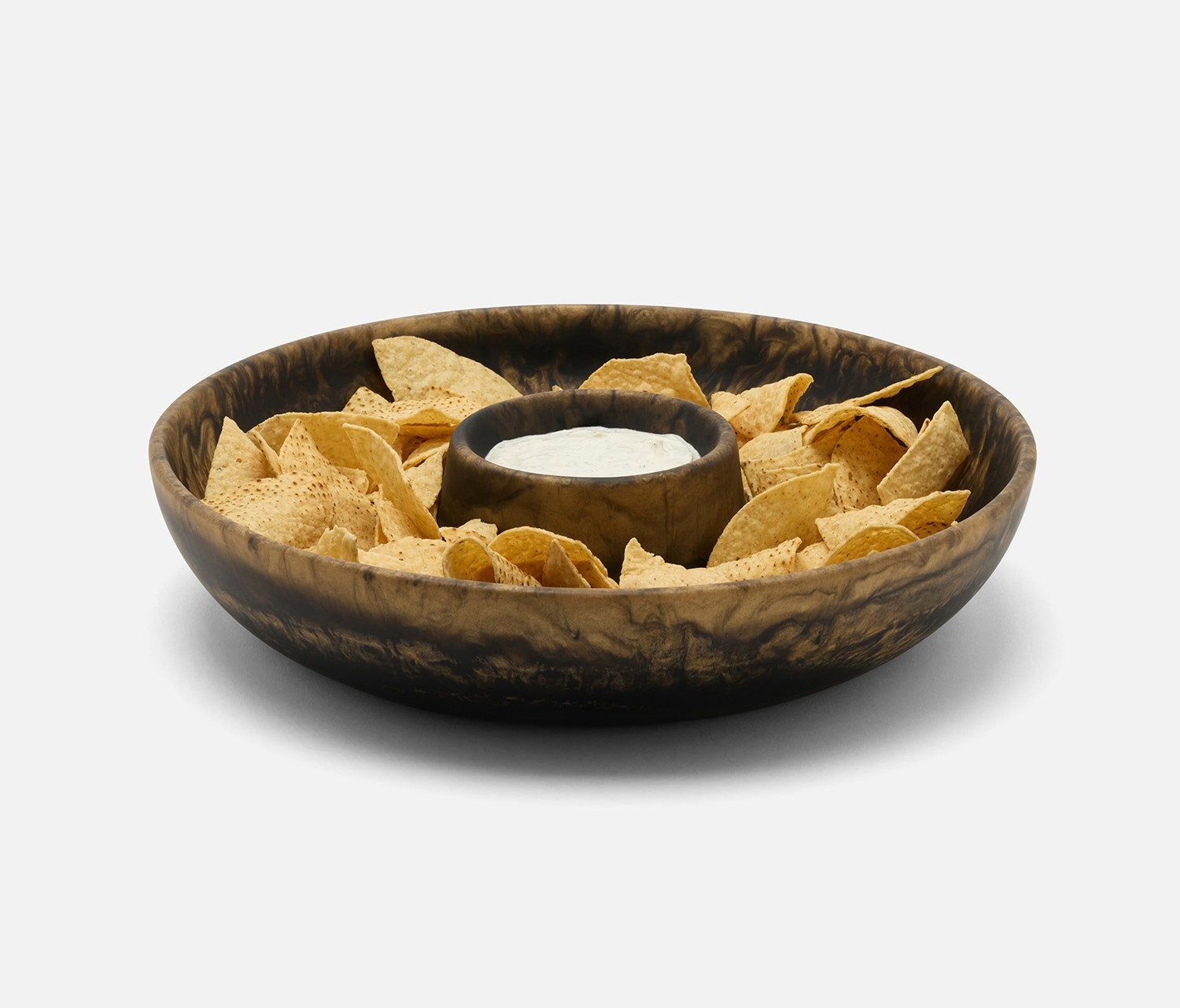 Hugo Black/Gold Swirled Chip And Dip Bowl
