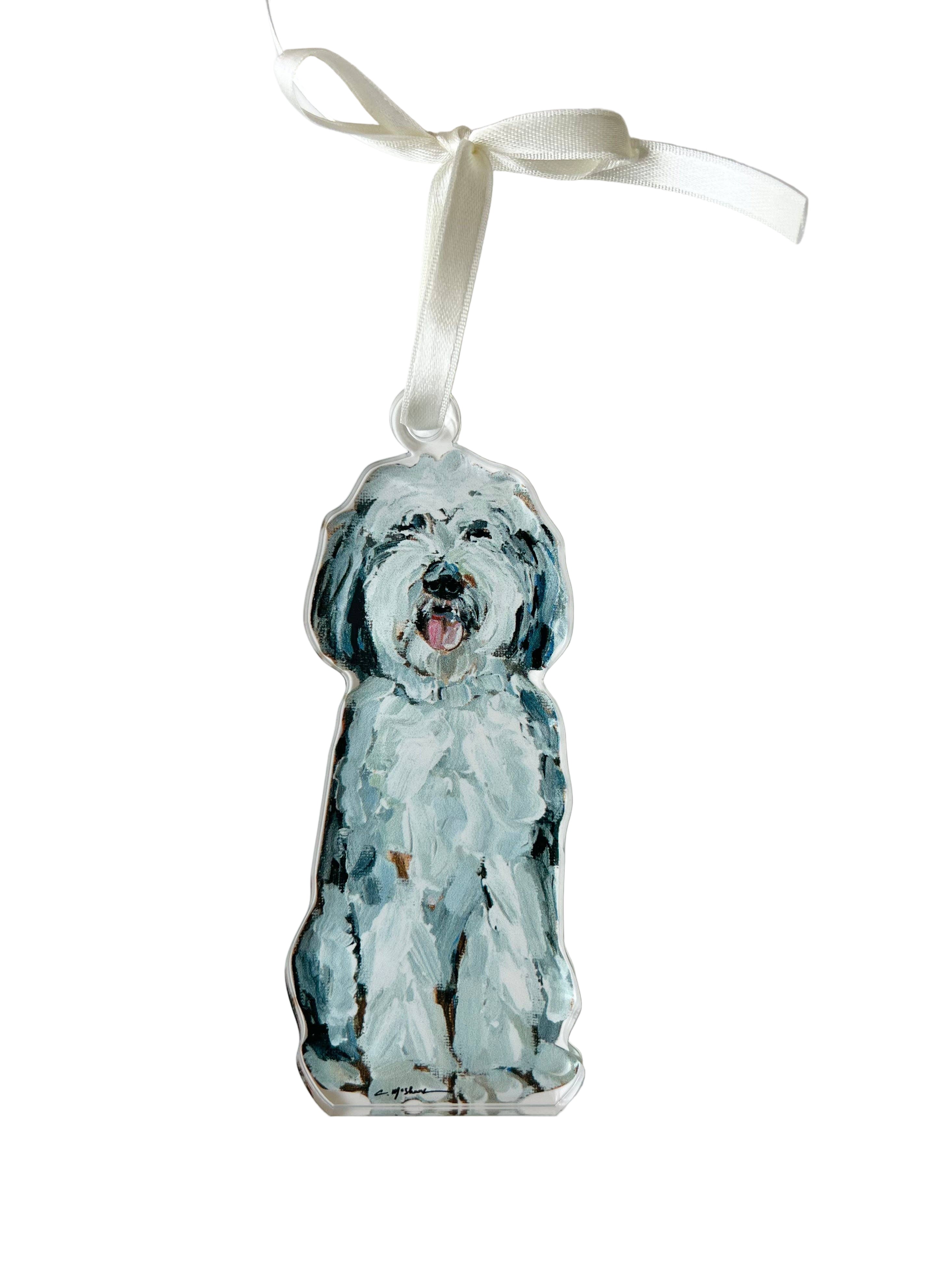 Doodle Gray and White Ornament
