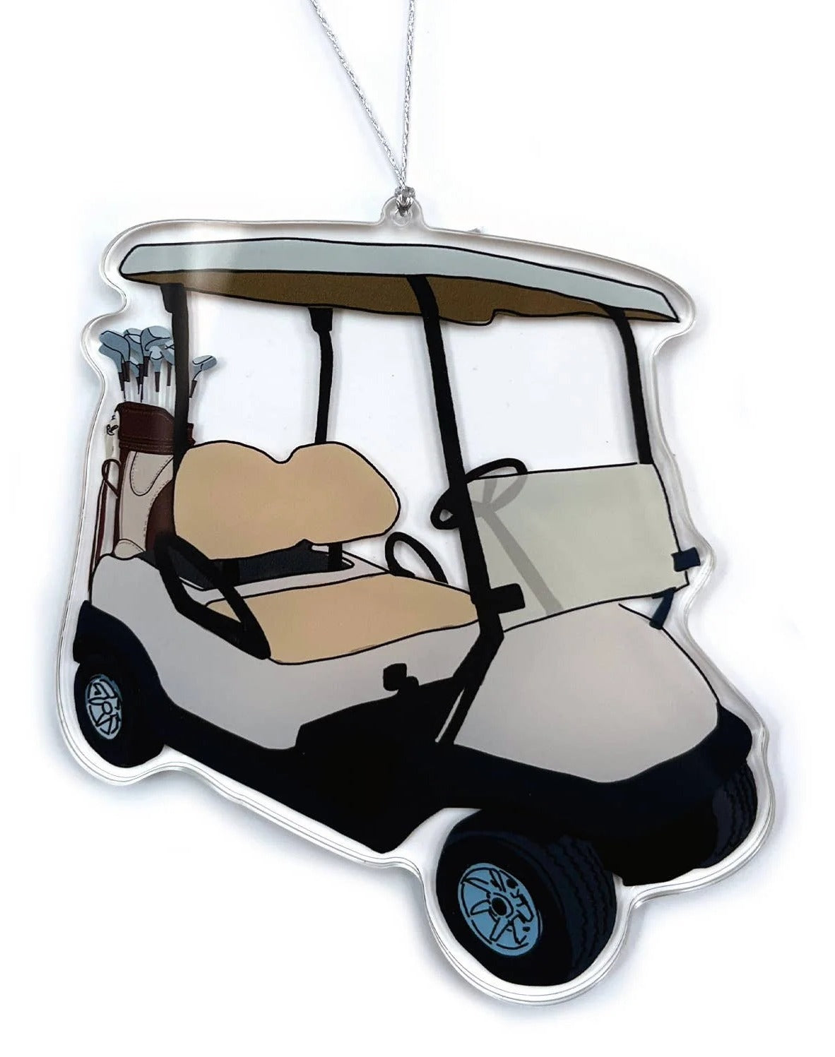 Golf Cart with Golf Clubs Christmas Ornament