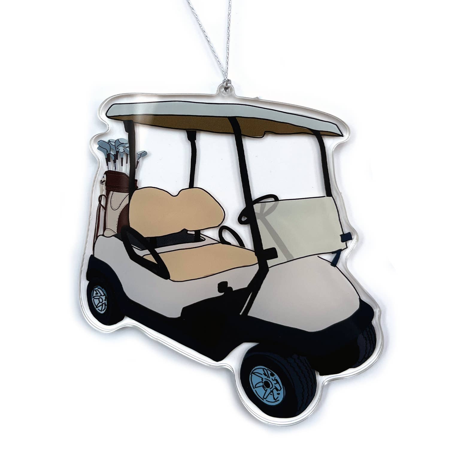 Golf Cart with Golf Clubs Christmas Ornament