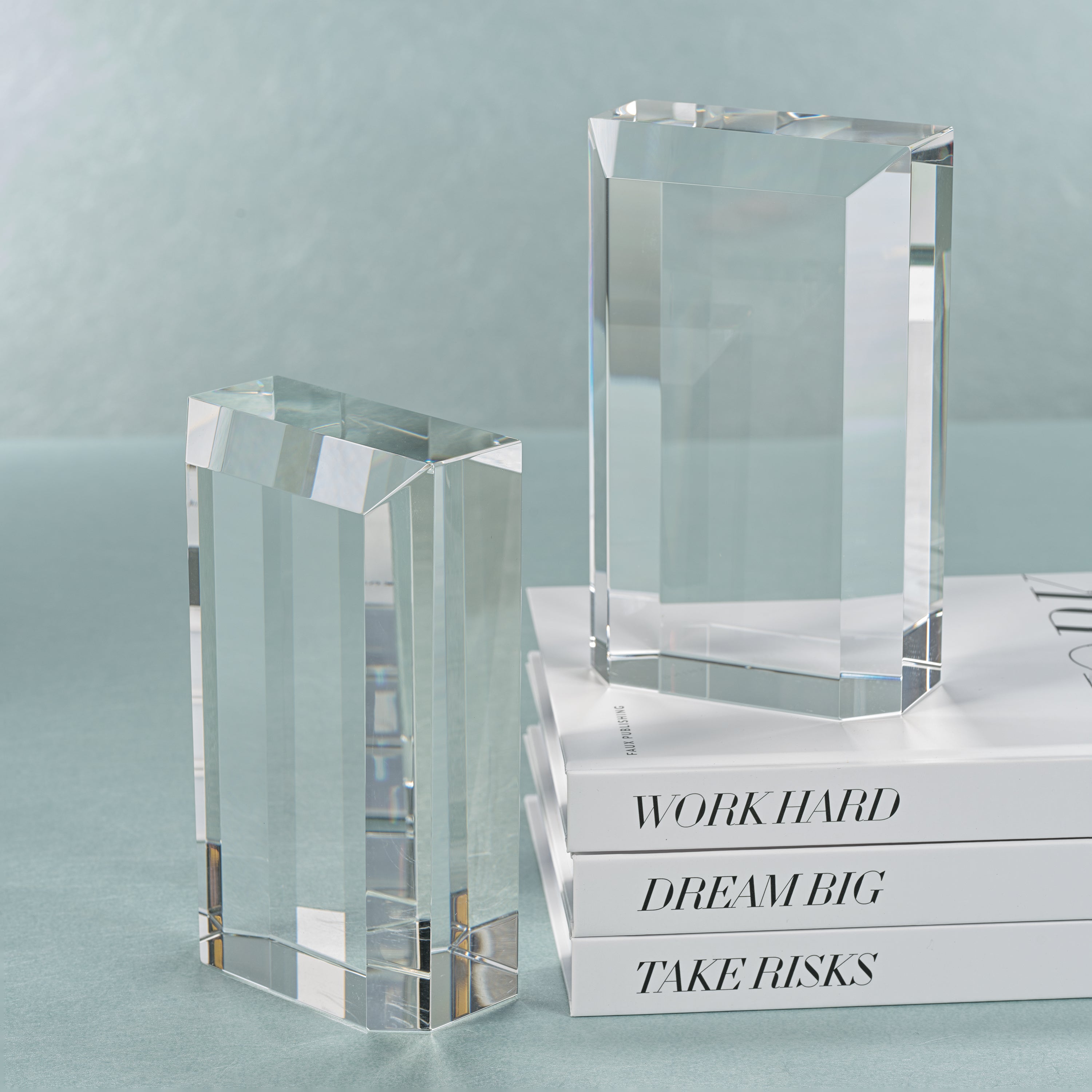Crystal Glass Book Ends