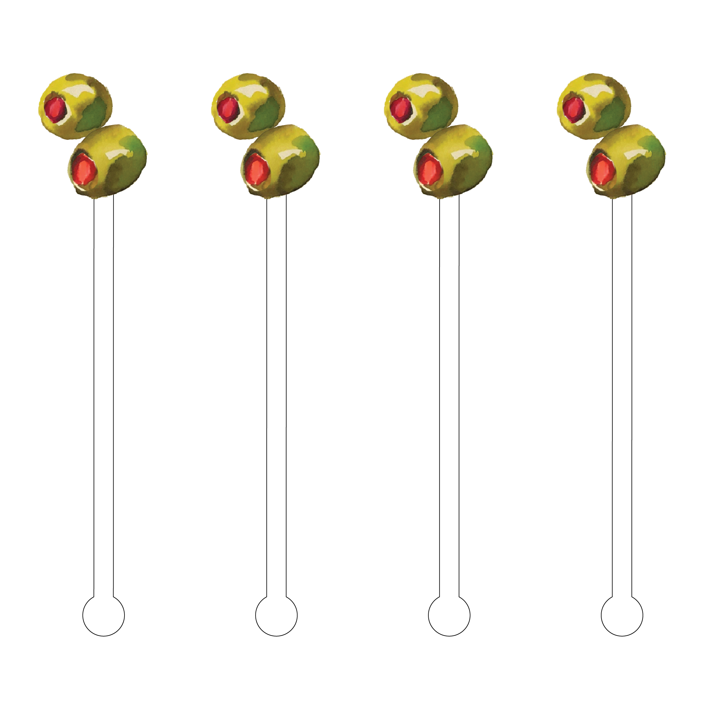 GREEN OLIVES ACRYLIC STIR STICKS