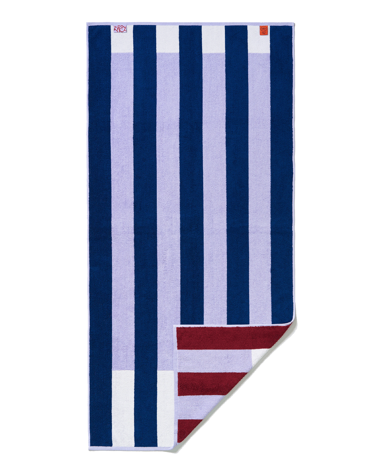 Offset Stripe Stretch Towel - Navy, Lilac, Workshop White