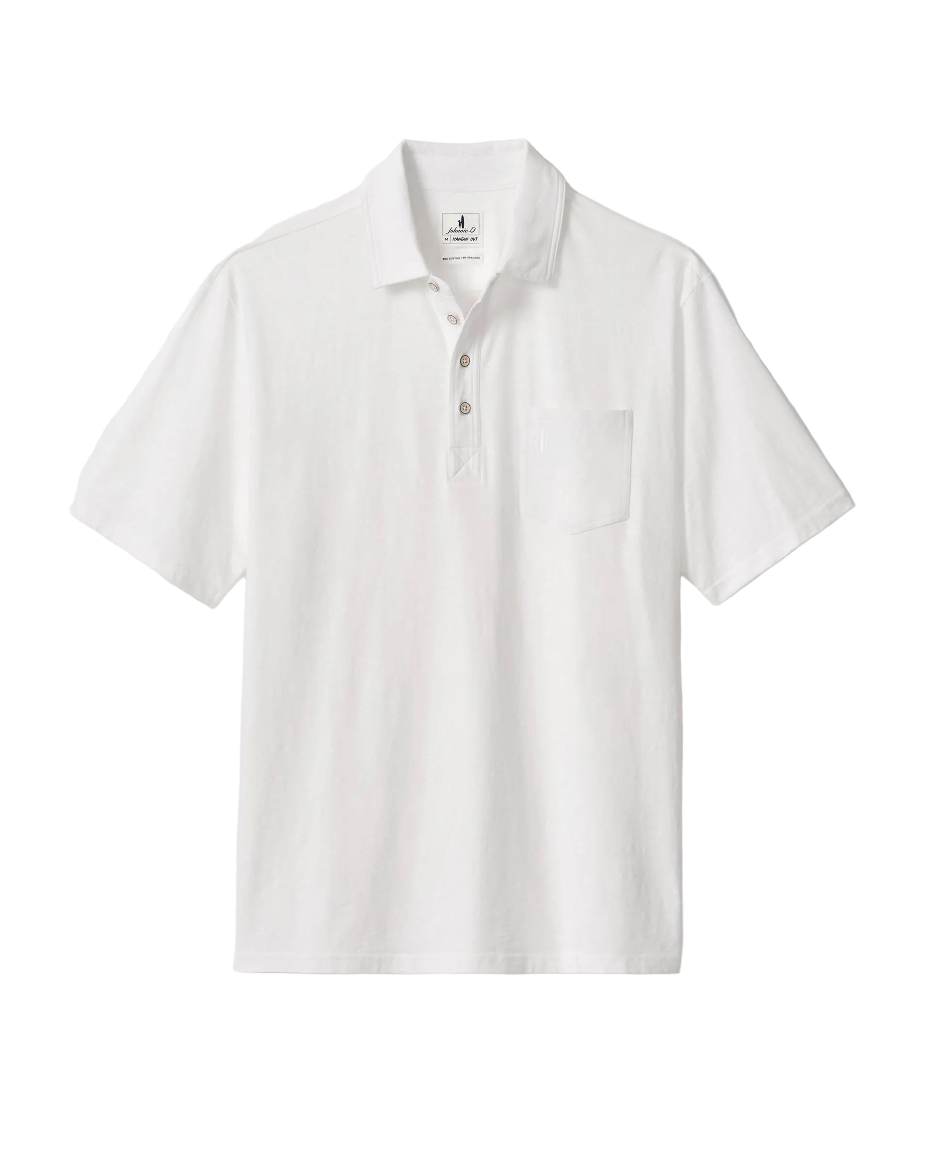 White polo shirt on a light gray background