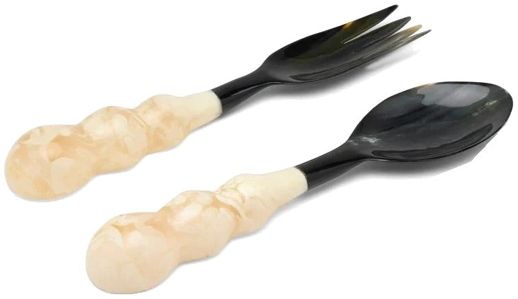 Jasmine Black/Ivory Swirled Serving Set