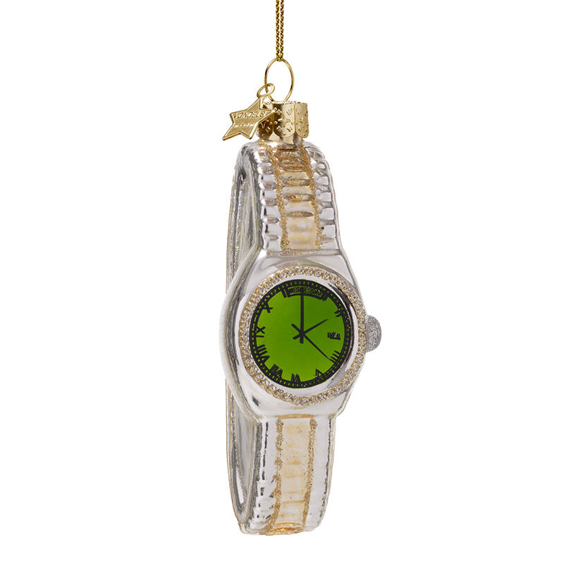 Silver/Gold Watch with Green Ornament