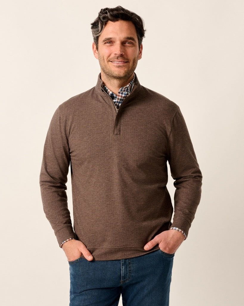 Rubin Herringbone Cotton Cashmere 1/4 Zip Pullover