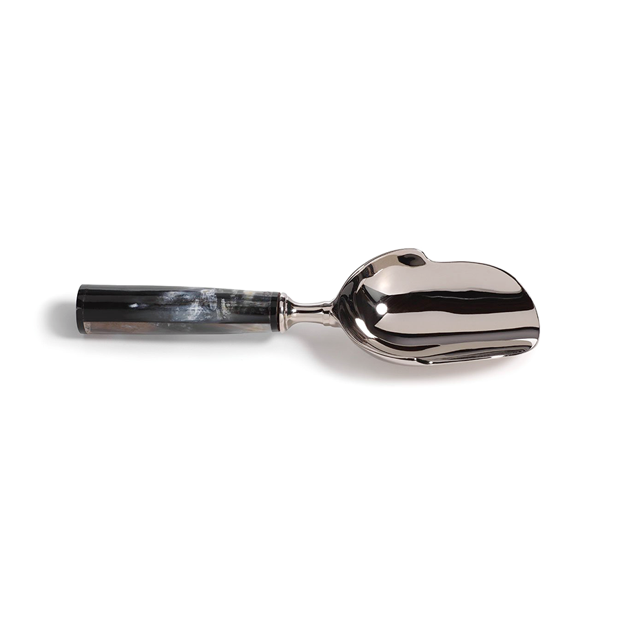 Polished Nickle Ice Scoop w/ Horn Handle