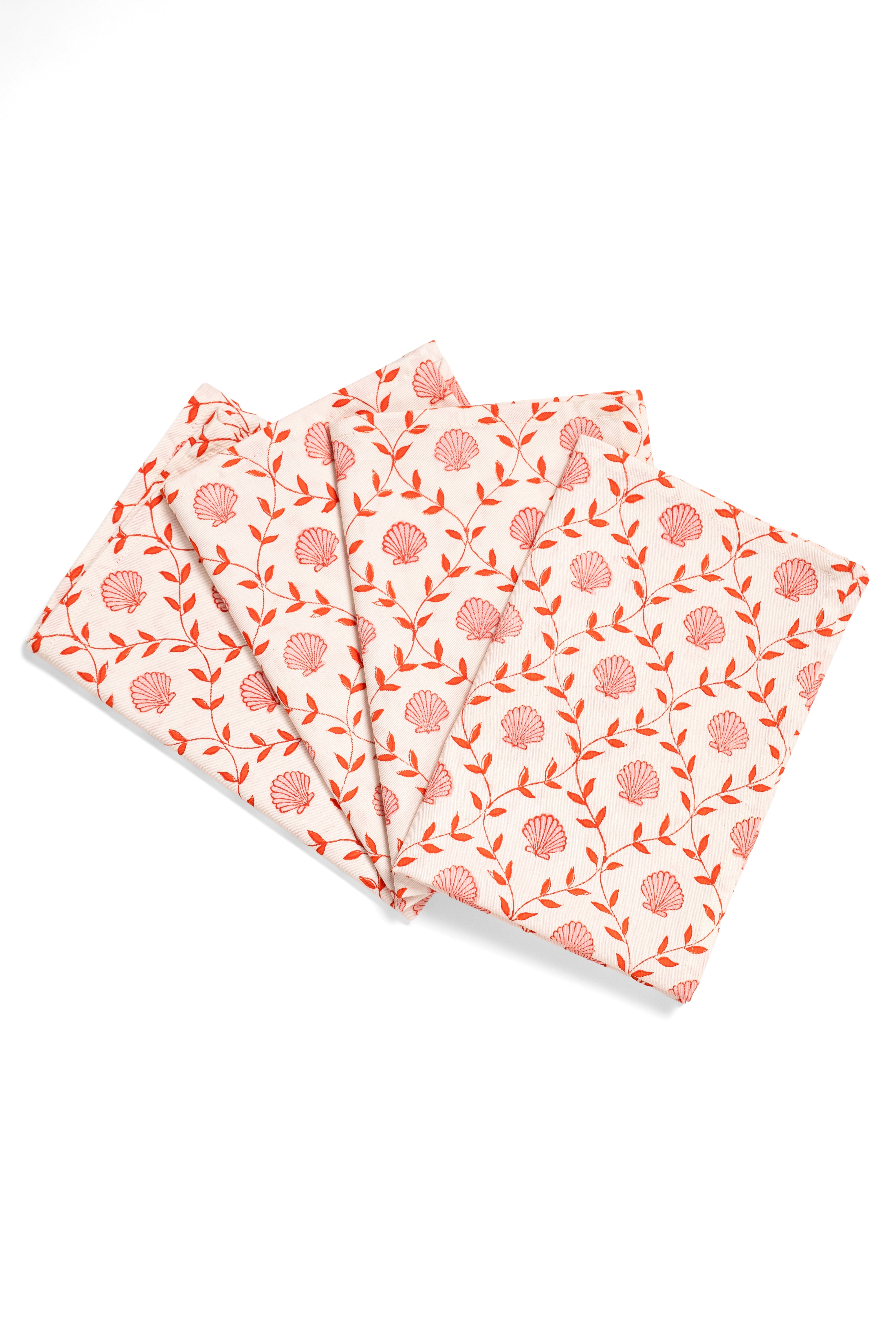 Seashell BlockPrint Napkins Set of 4
