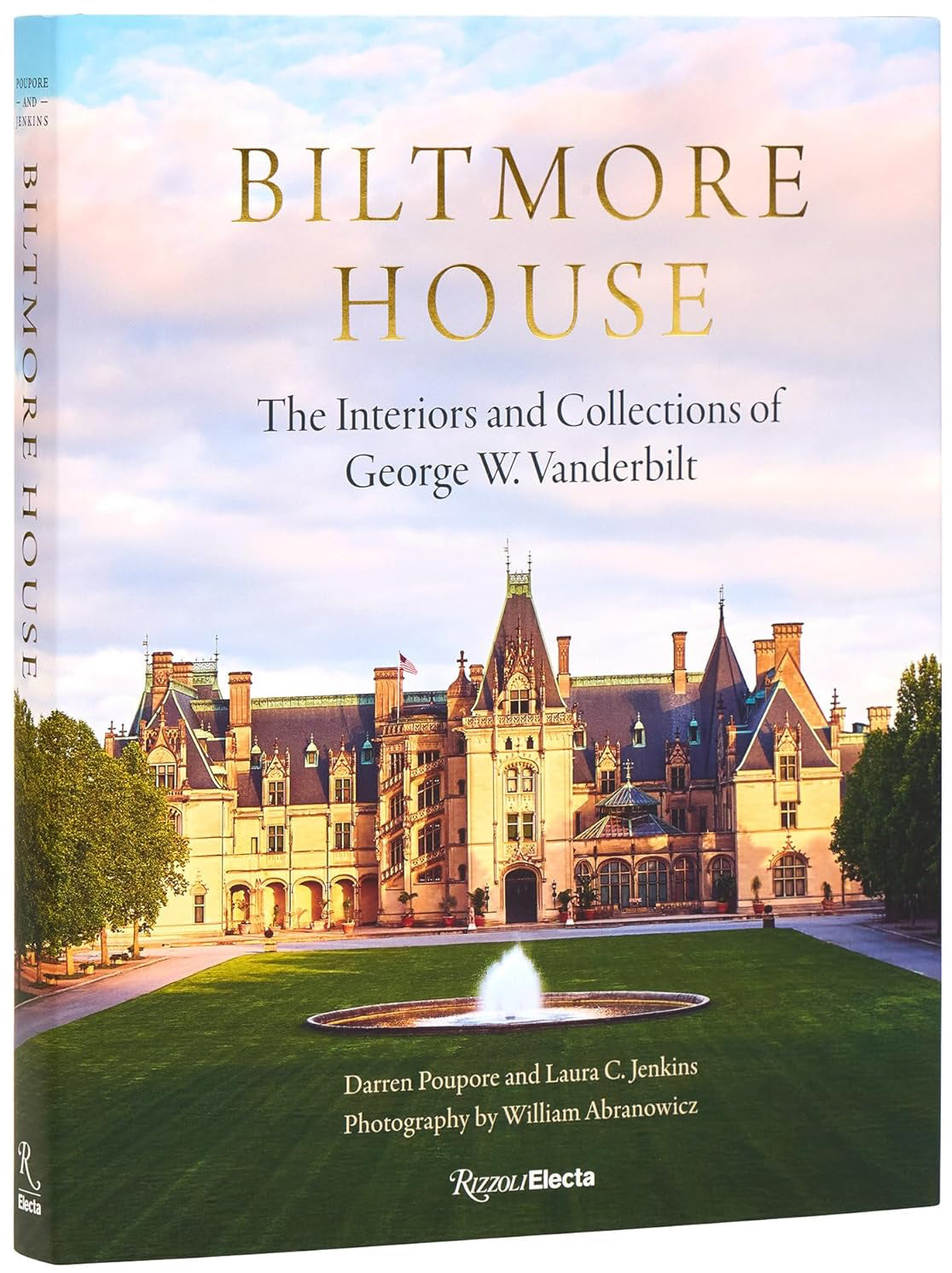 Book cover of 'Biltmore House' with a castle-like building and fountain on the cover.