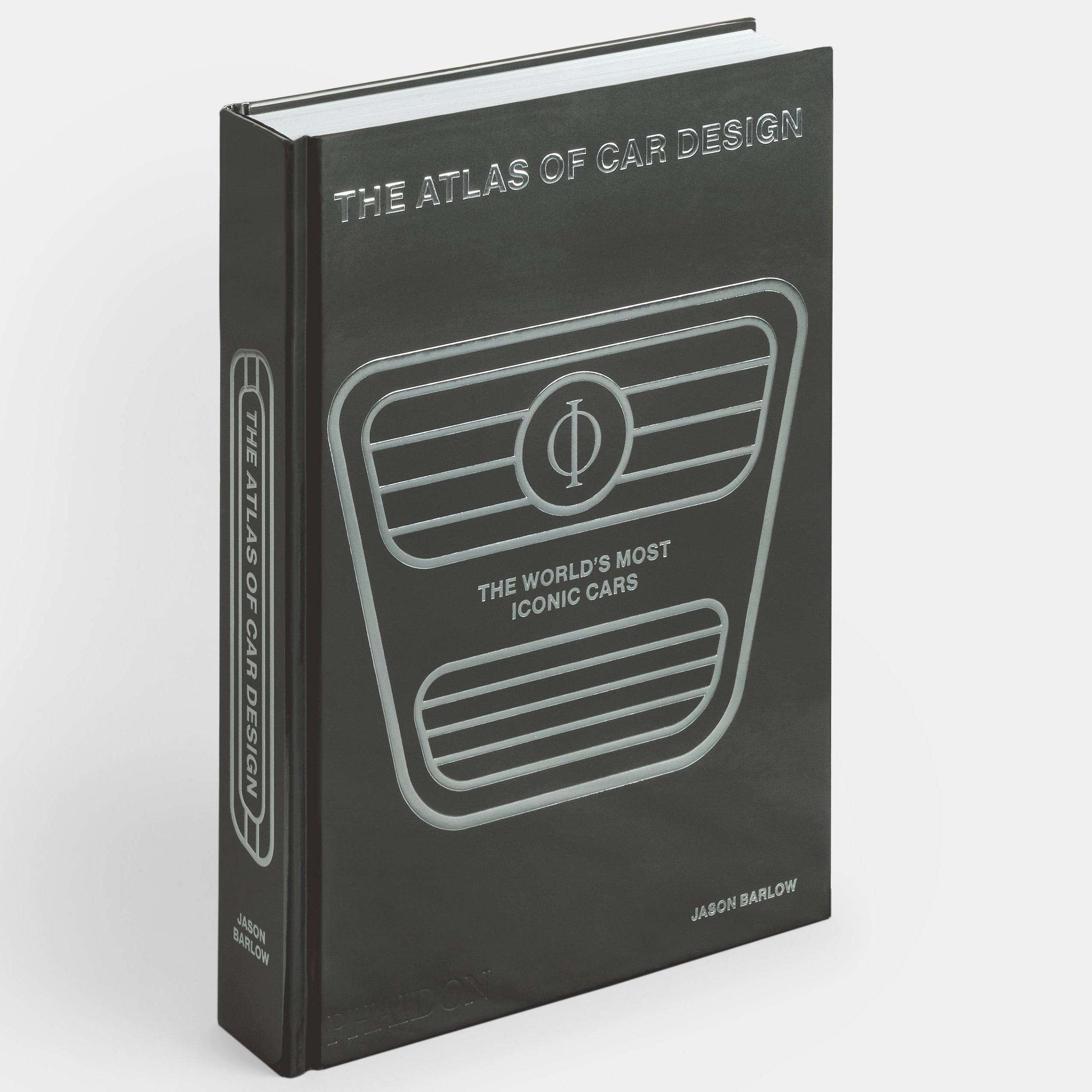 Book titled 'The Atlas of Car Design' on a white background