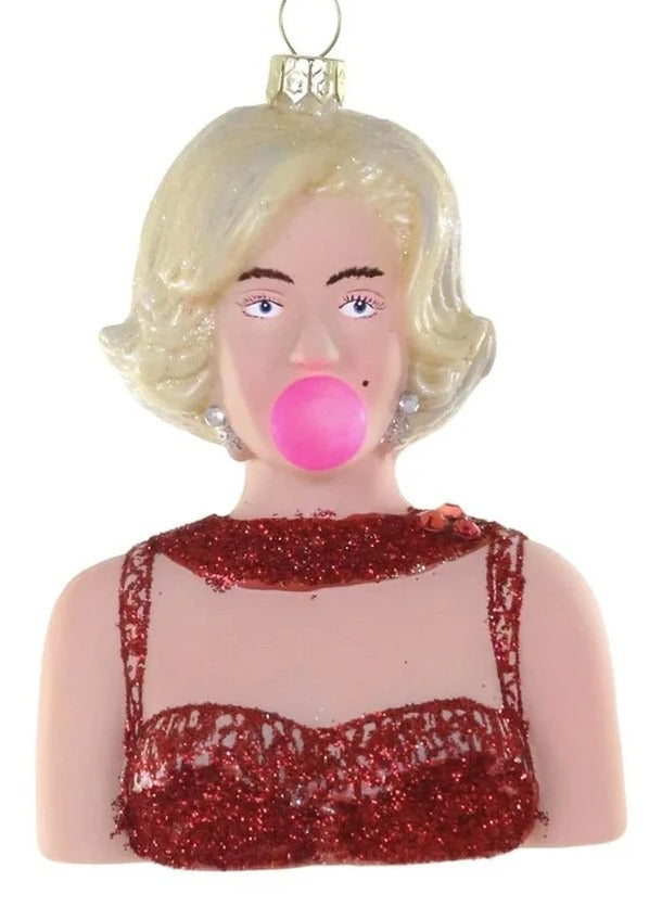 Marilyn Blowing Bubble Ornament