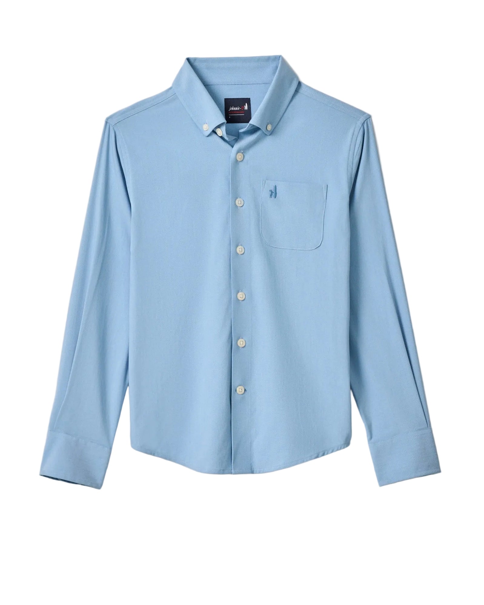 Light blue button-up shirt on a beige background