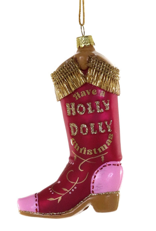 HAVE A HOLLY DOLLY BOOT ORNAMENT