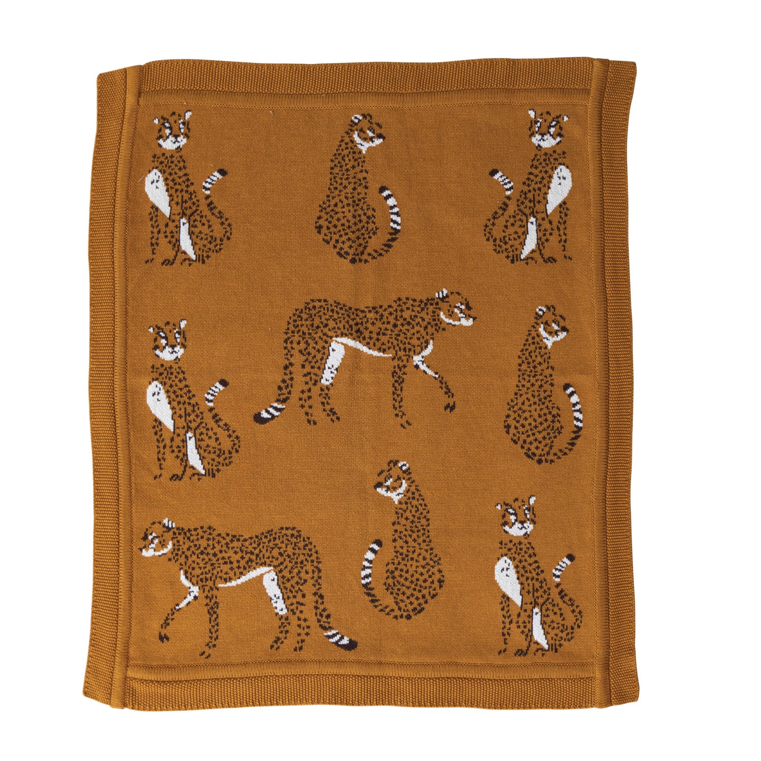 Cotton Knit Baby Blanket with Cheetahs