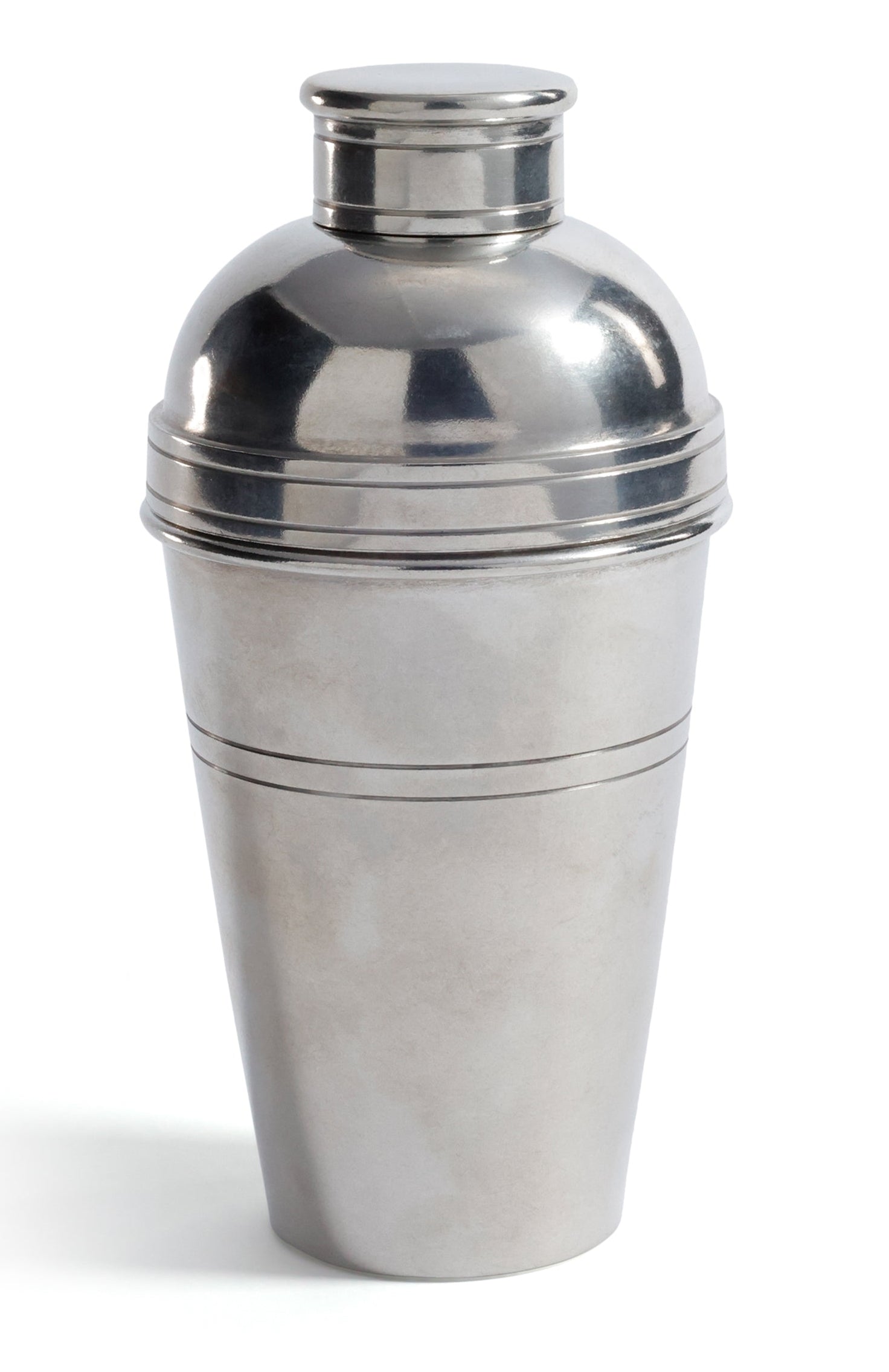 Silver cocktail shaker on a white background