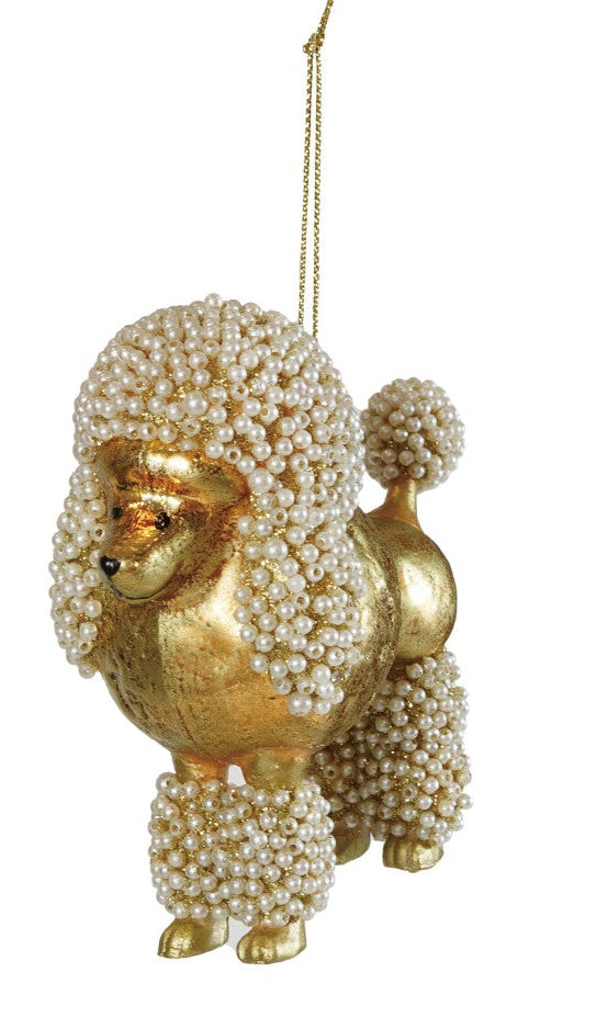 Glass Poodle Ornament with Faux Pearls