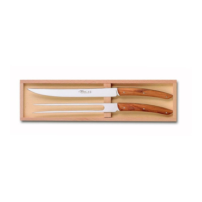 Box of 2 Thiers Carving Set - Olive Wood Handle